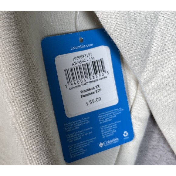 NWT Columbia Women’s Plus Size 2X Trek Graphic Hoodie MSRP $55 Cream Off White - Picture 4 of 12